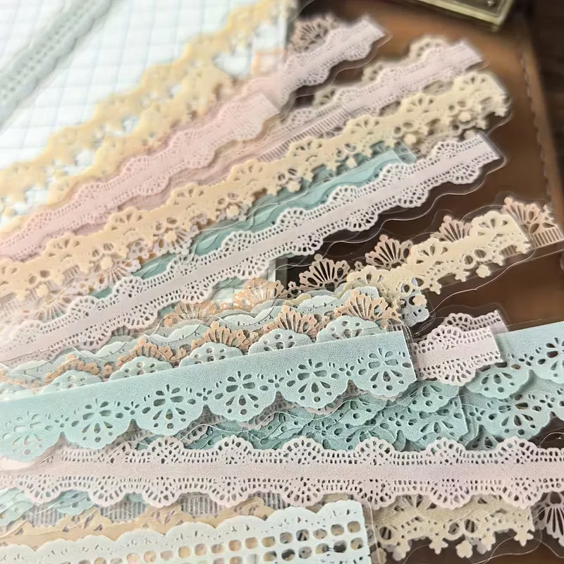 1 Packung (40 Stück) – weiche, dekorative Aufkleber in Blumenmuster, die an Spitze erinnern – selbstklebend. Geeignet für Vintage-Scrapbooks und die Herstellung von Karten. – Detail 6