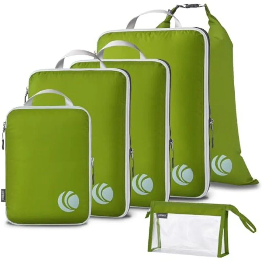 

Compression Packing Cubes, Ultralight Luggage Organizer Bags with Laundry Bags and Clear Toiletries Bag, Travel Essentials for