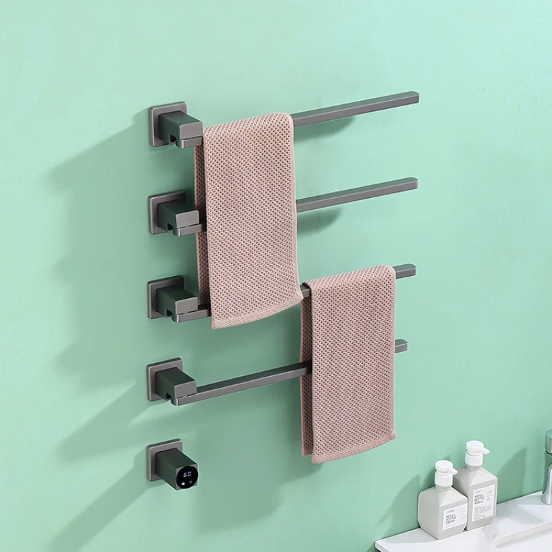 

Minimalist rotatable electric towel rack square concealed into the wall hidden pre-embedded drying heating copper core