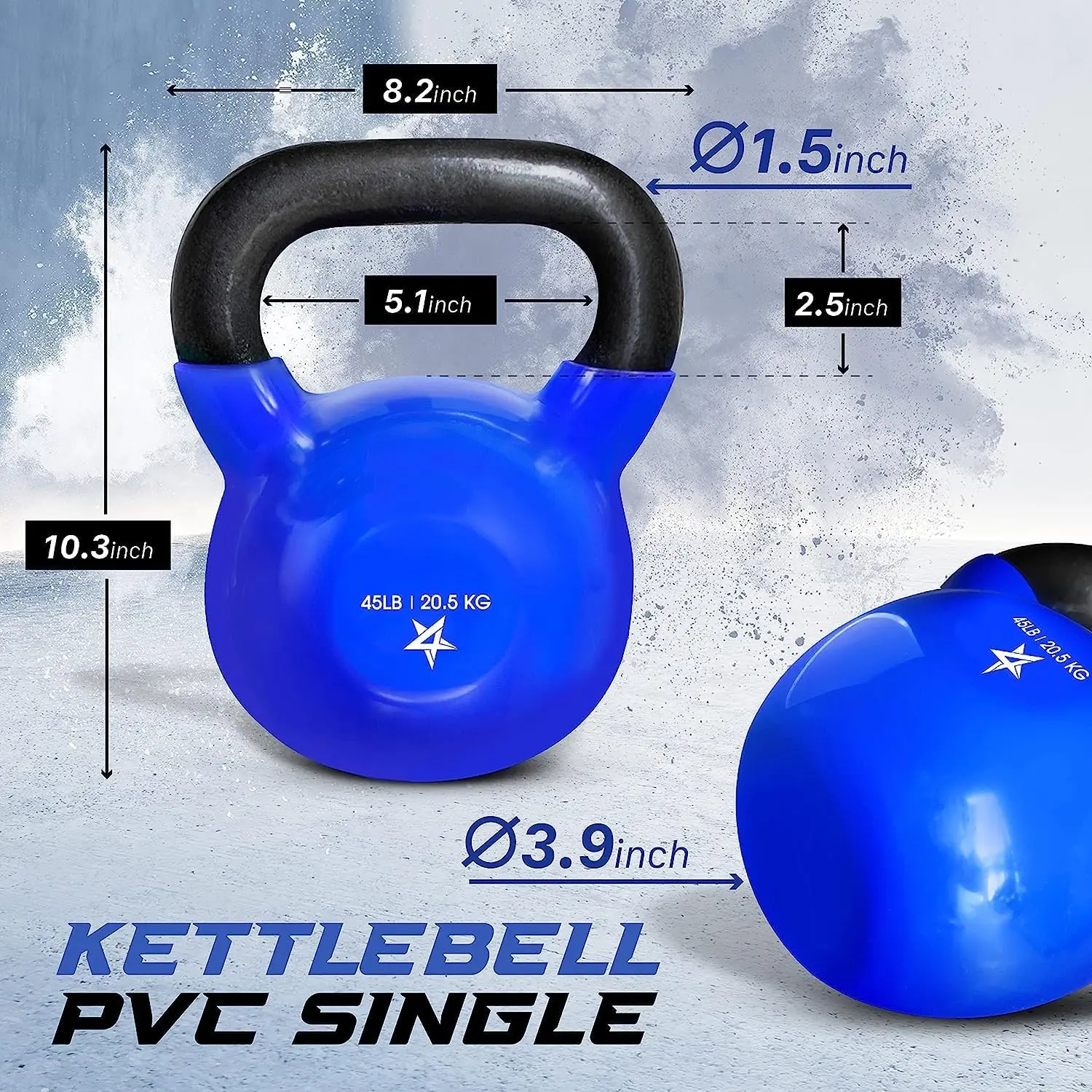 

5-100 LB Kettlebells Vinyl Coated Cast Iron for Dumbbell Weights Exercises, Gym, Fitness, Full Body Workout Equipment Push up