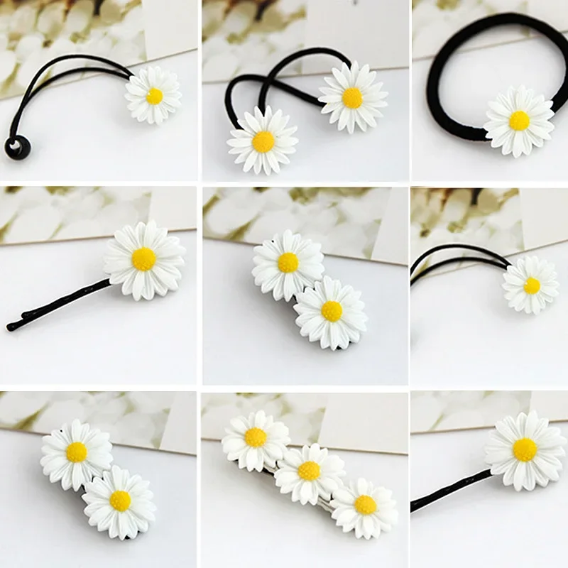 Frische Daisy Blume Haarnadel Koreanische Neue Stil Kamille Haar Zubehör Großhandel Temperament Elastische Haar Seil Weiblichen Schmuck