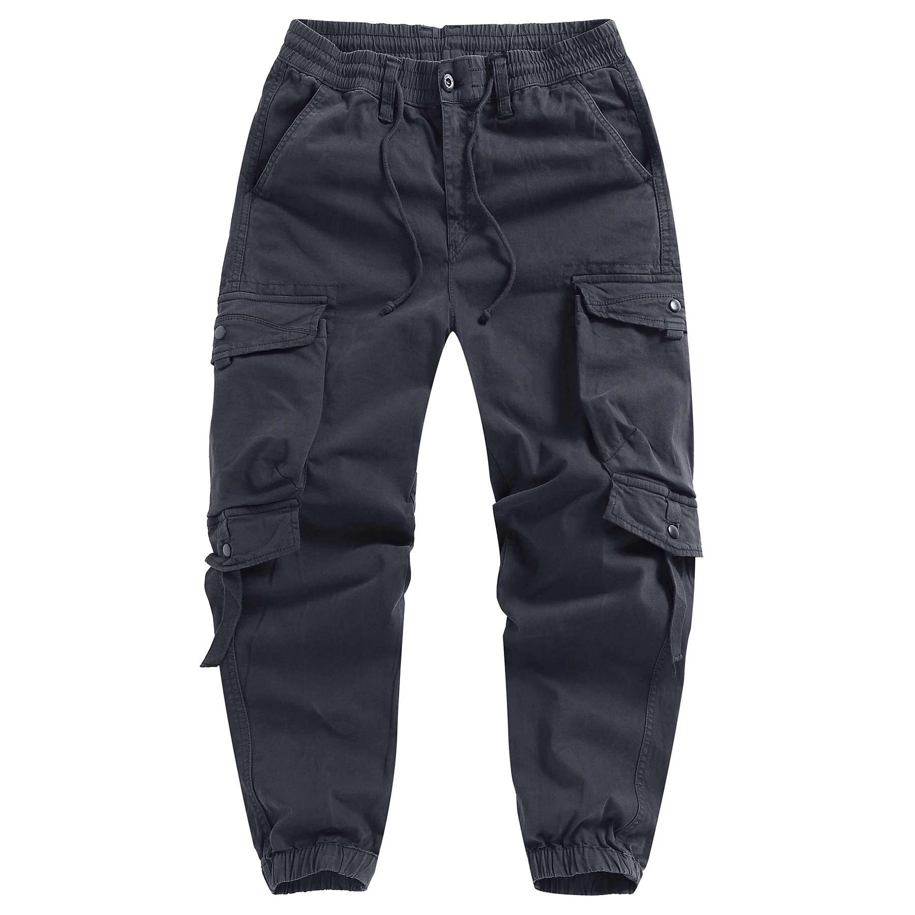 

New Cargo Pants Men Solid Color Multi-Pockets Casual Pants Mens Joggers Cotton Streetwear Fashion Drawstring Sports Trousers