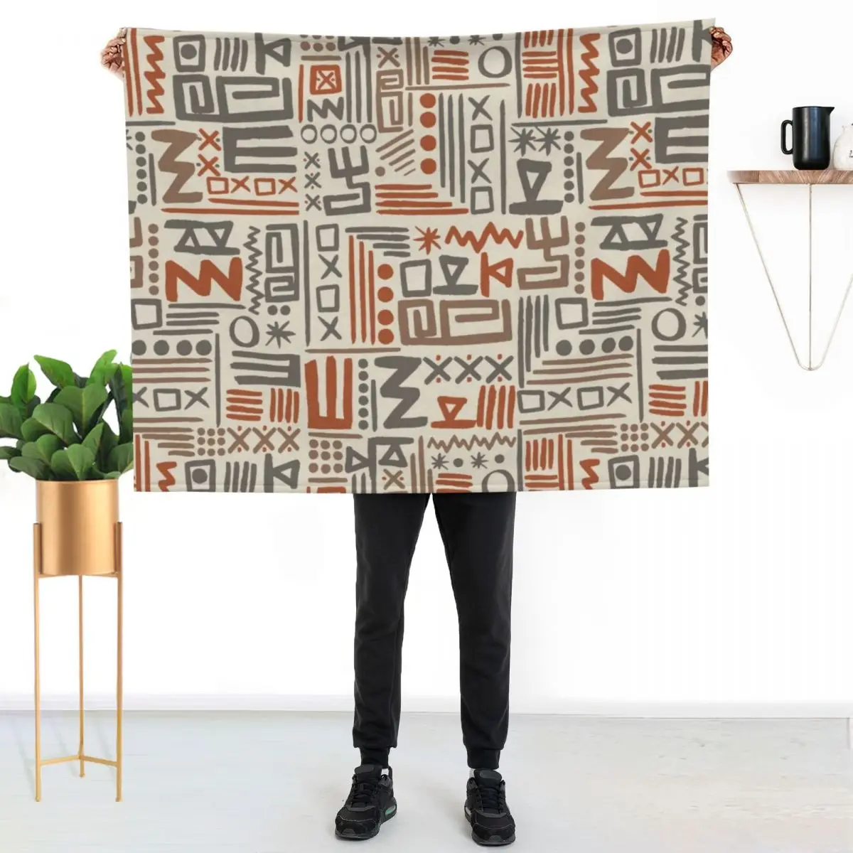 

African Mudcloth Throw Blanket Soft Home Decor Blanket for Couch Bedroom