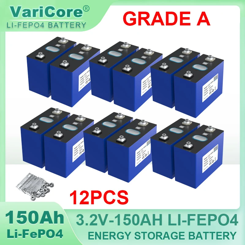 3.2V 150Ah LiFePO4 batterij DIY 4s 8s 12v 24V Motorfiets Elektrische Auto reizen Omvormer batterijen Grade A Duty-free
