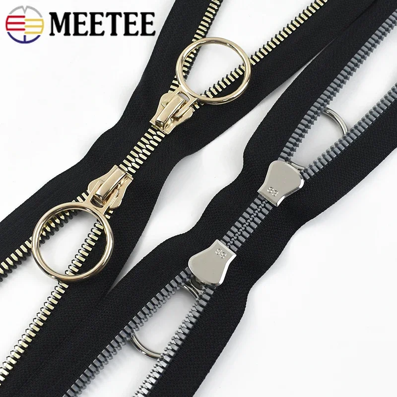 5# 8# 60-100cm Double Sliders Resin Zippers Open-end O Ring Puller Jacket Bag High Quality Zip Repair Kit DIY Sewing Accessories