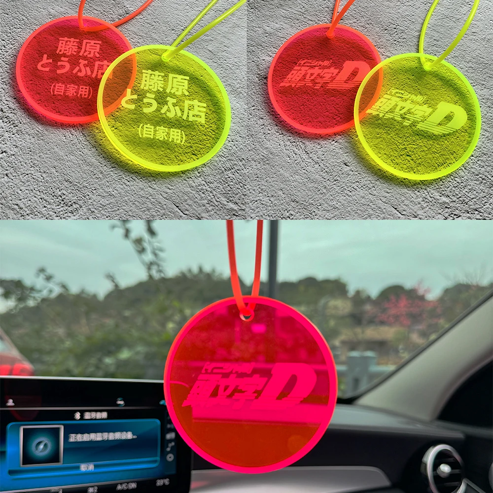 1PCS JDM Style Acrylic Car Mirror Rearview Pendant Car Interior Pendants Acrylic Ornament Hanging Accessories Fujiwara Tofu Shop