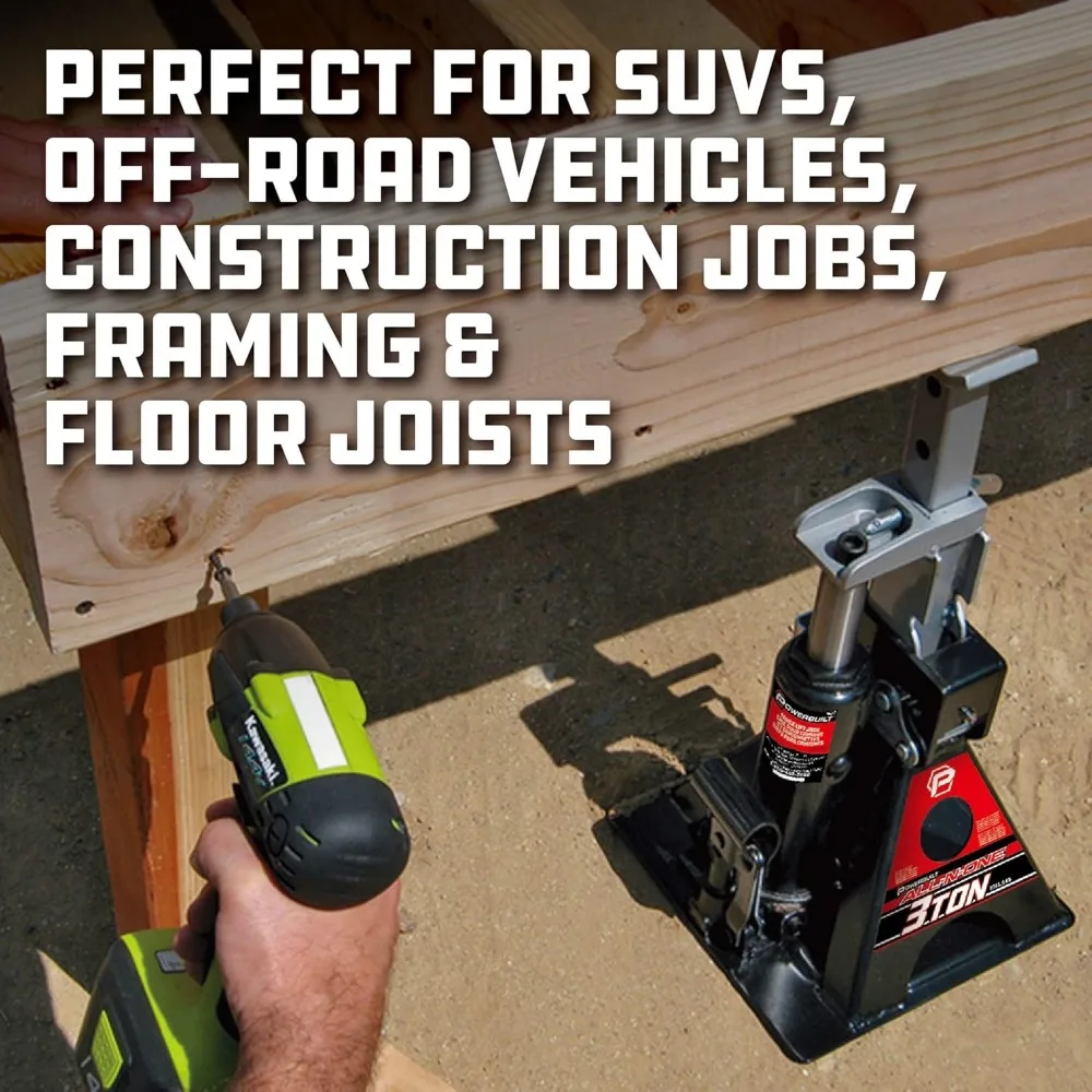 مقبس زجاجة هيدروليكي Powerbuilt 3 ألوان مع مسند متكامل، تصميم مدمج، نطاق رفع 11-21 بوصة، يزيل زلة الرافعة