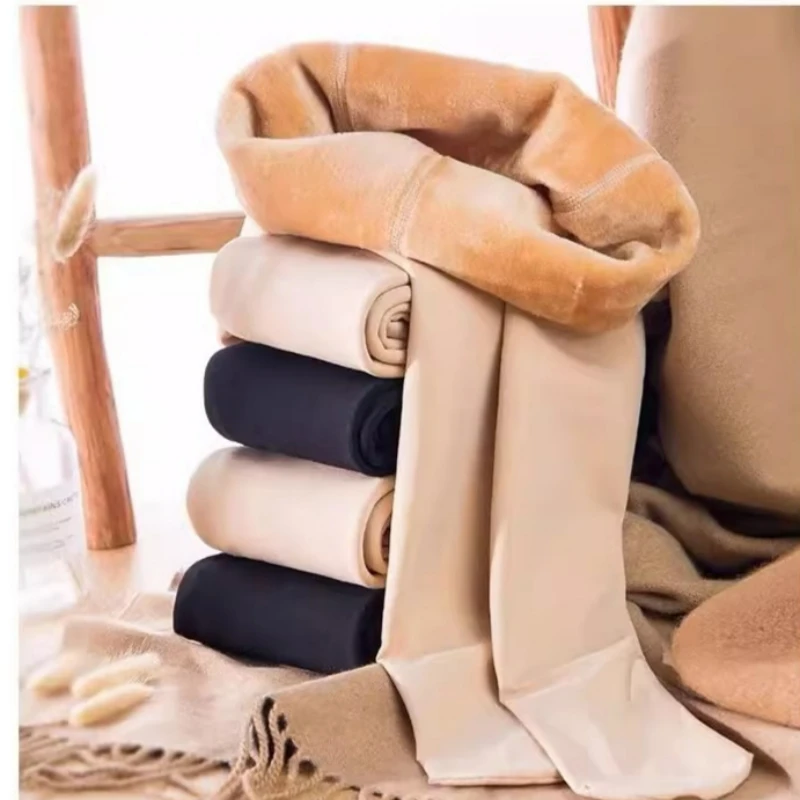 جوارب مبطنة بالصوف للنساء ، جوارب طويلة حرارية للفتيات ، جوارب جلد سوداء ، تأثير رقيق ، مرونة عالية ، جوارب مقاومة للرياح ، شتاء #6