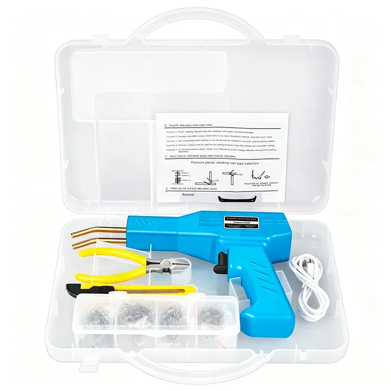 Portable Handheld Plastic Welder, 200W Plastic Repair Gun, Rechargeable Hot-Melt Welding Gun, Car Bumper Repair Kit