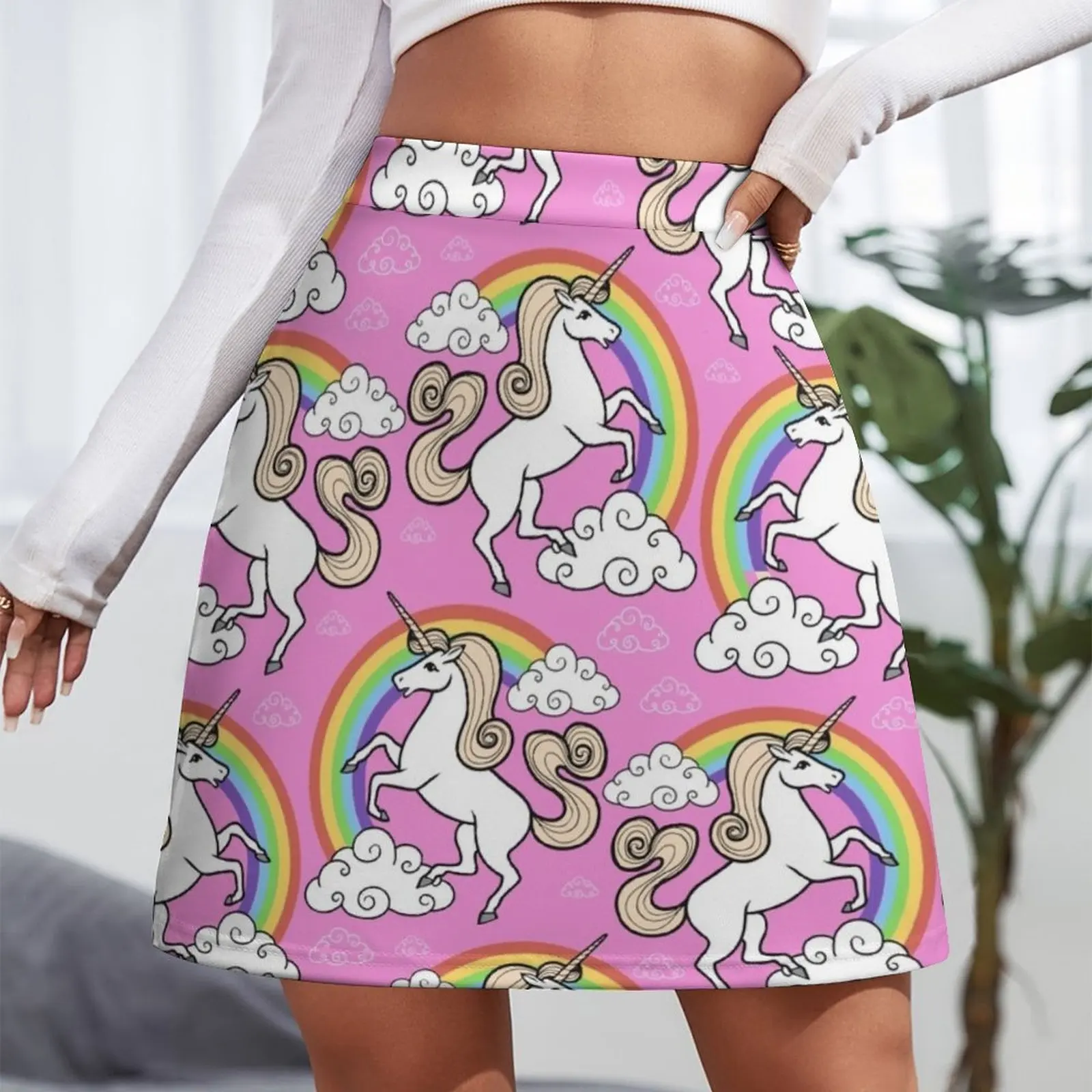 Unicorns pattern Mini Skirt night club women women's clothing korea stylish