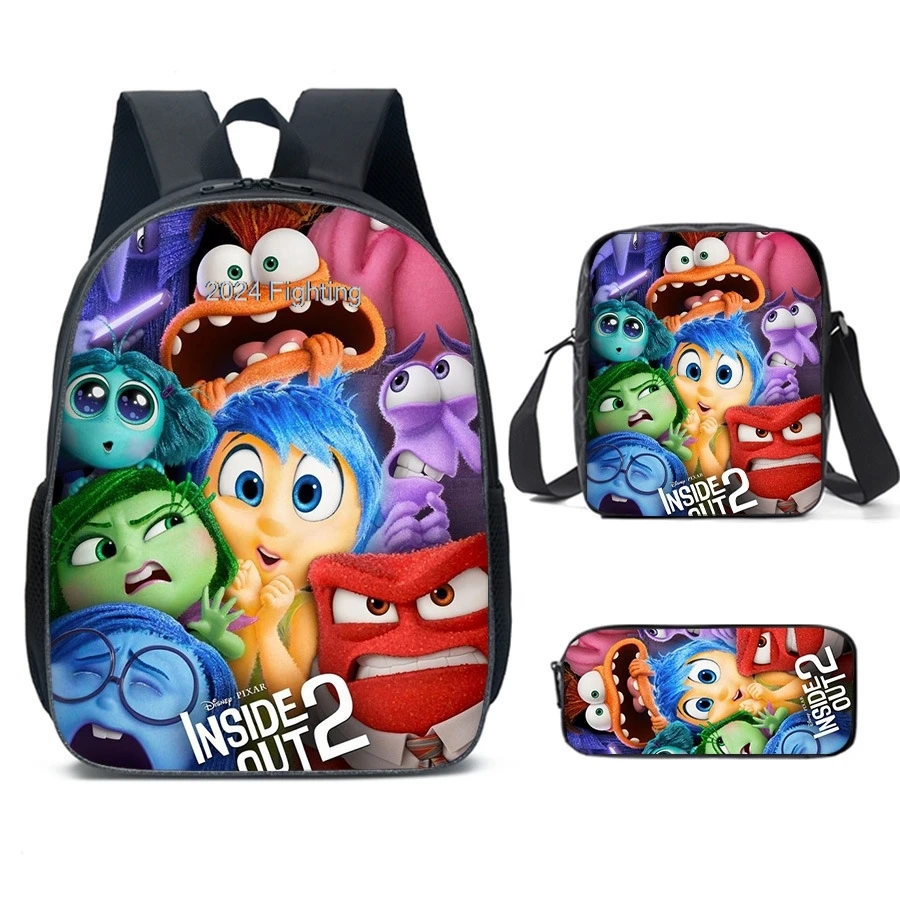 Mochilas para desenhos animados para meninos e meninas, mochilas escolares leves para crianças, bolsas de viagem com bolsas de ombro de dentro para fora, 3PCs, novas