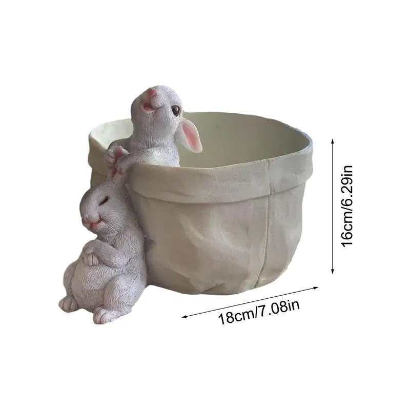 Planter Rabbit Resin Succulent Pots Animal Statue for Balcony Patio Decorative Cartoon Planter Garden Art Decorations