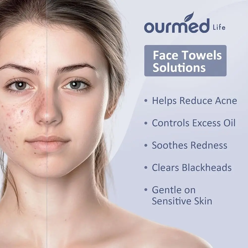 Biodegradable Facial Towels, 100 Count, Sensitive Skin Friendly, Makeup Remover, Skincare Wipes with Dot Texture