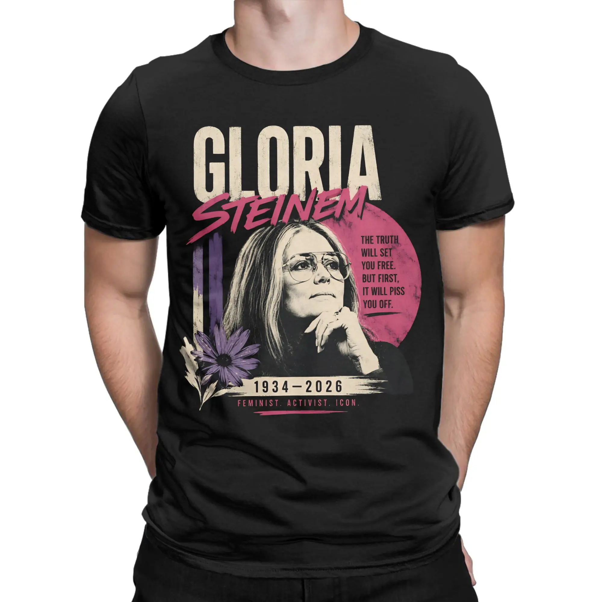 Men Women T-Shirt Rip Gloria Steinem Fun Pure Cotton Tees Short Sleeve  T Shirts Crewneck Clothes Gift