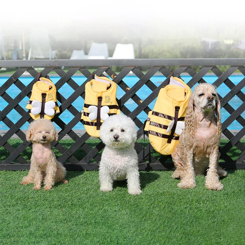 Summer Little Bee Dog costume da bagno impermeabile cucciolo giubbotto di salvataggio traspirante vestiti per cani imbracatura nuoto sicurezza per cani forniture per animali domestici