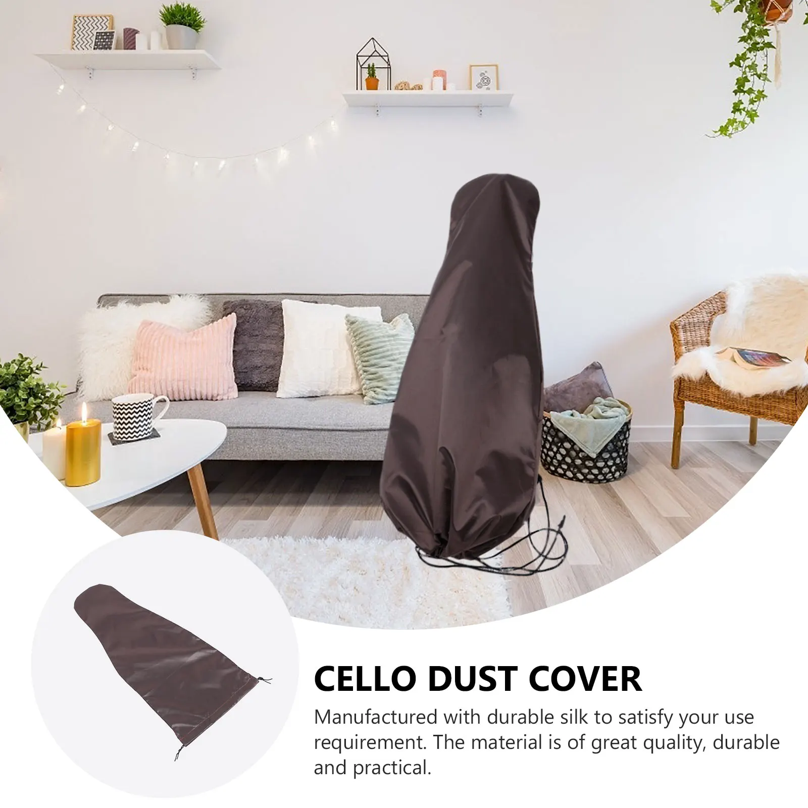 

Delicate Cello Violin Suit Instrument Accessories Electronic Dust Cloth Coffee Silk Cover for Travel