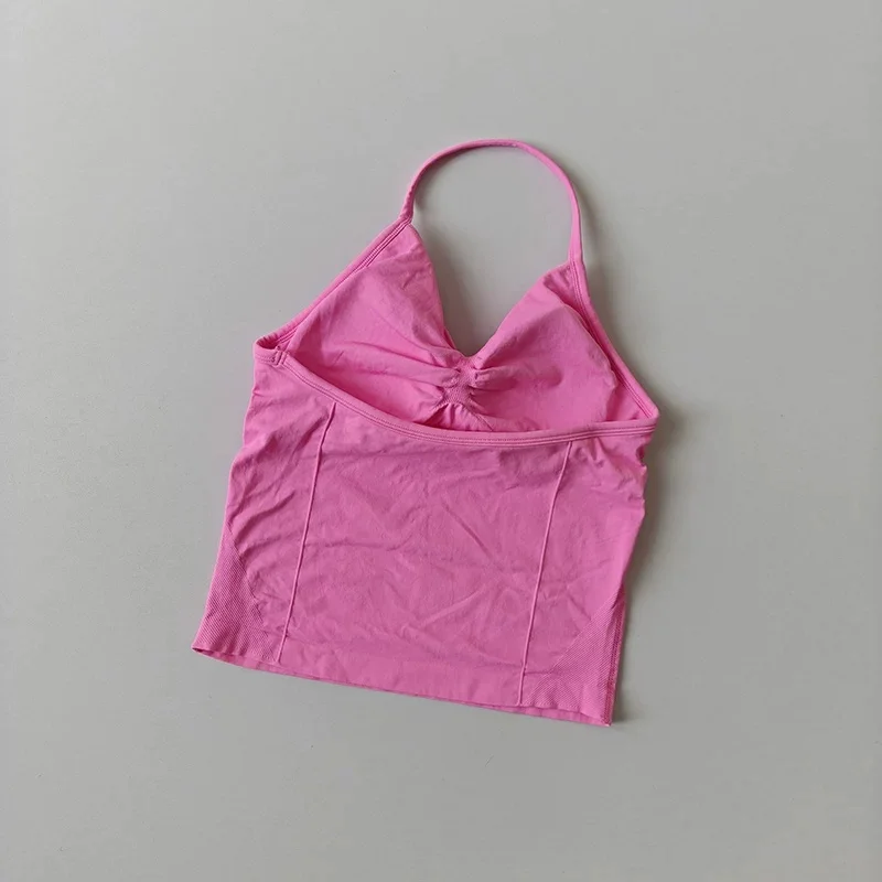 Sport-BH mit Neckholder, Schnürung und offenem Rücken, Push-up-Effekt, hohe Stützwirkung, langes Yoga-Top für das Training im Fitnessstudio. – Detail 13