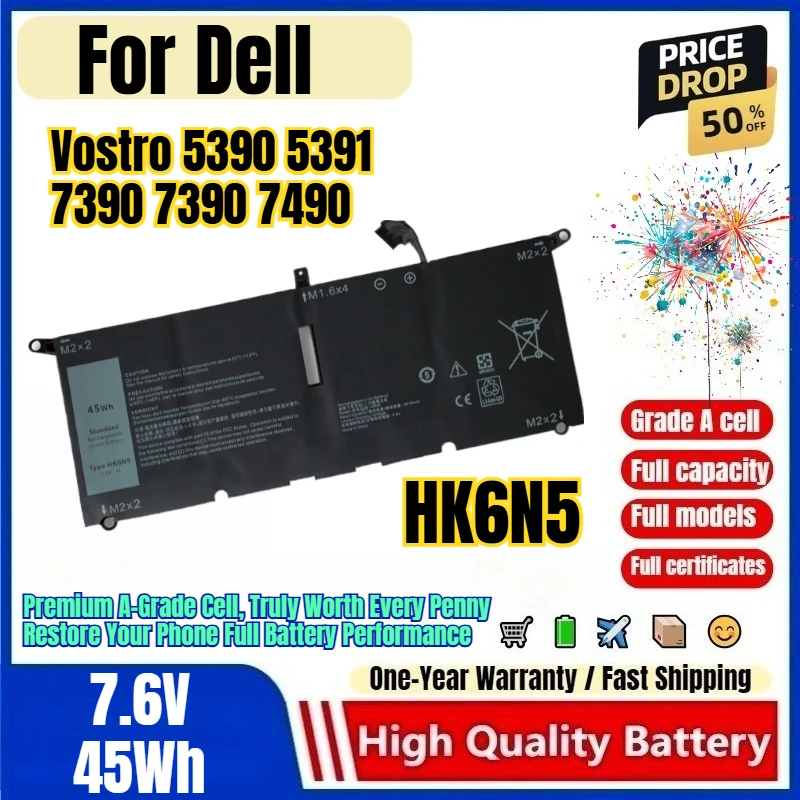 HK6N5 for Dell Vostro 5390 5391 7390 7390 7490 Laptop Batteries 0 Cycle  High Capacity Battery Replacement Bateria Grade A Cell