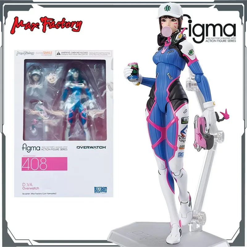 Max Factory Original Figma # Figuras de Acción de Anime de 140 mm, 408 D.Va Song Hana, Juguetes para Niños, Regalo de Navidad, Modelo Coleccionable, Adornos