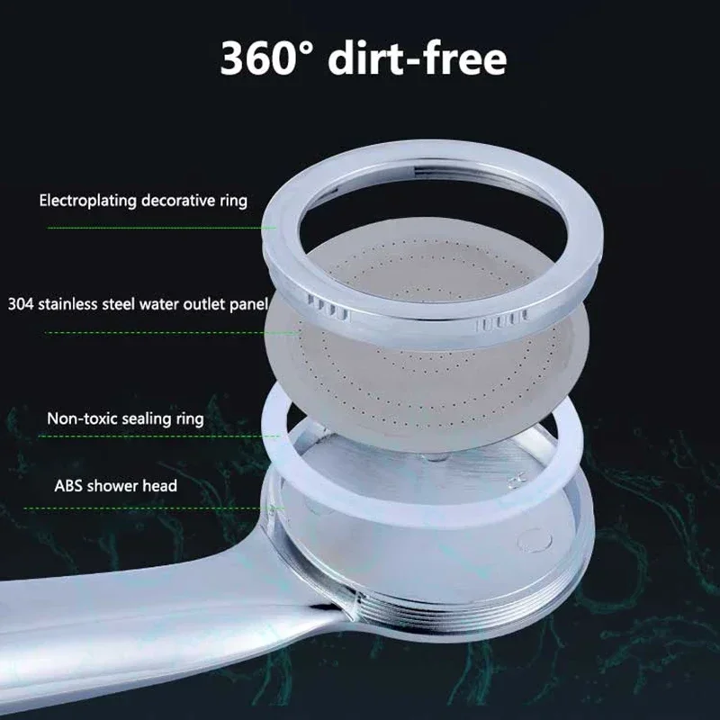 Pressure Boost Shower Head Drop Resistant Handheld Water Saving High Pressure Shower Sprayer Single Nozzle For Bathroom Bathing