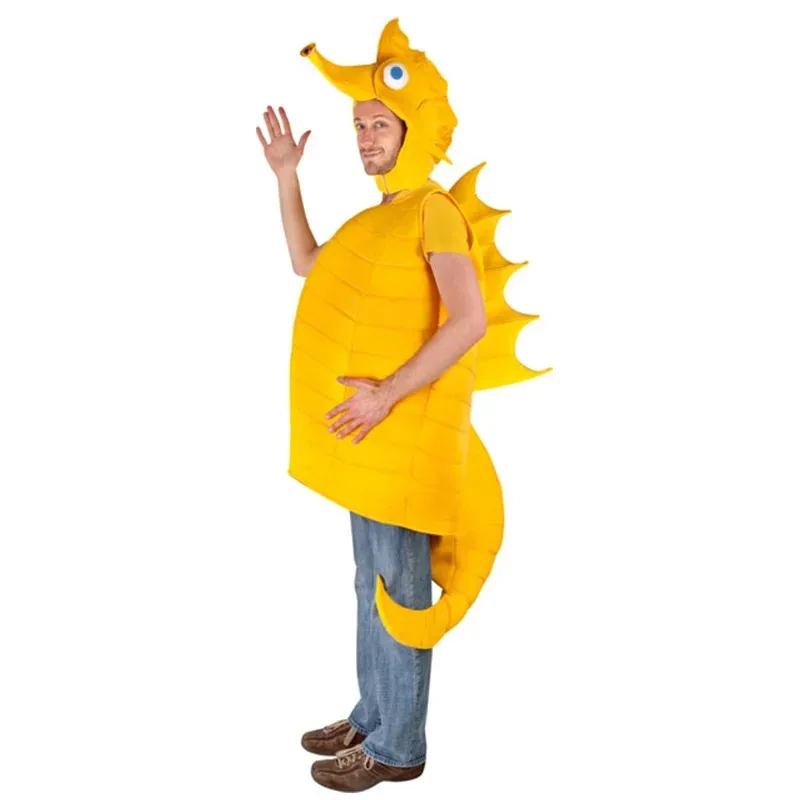Yellow Hippocampus Costume Adult Pink Seahorse Cosstume Child Family Halloween Costume Toddler