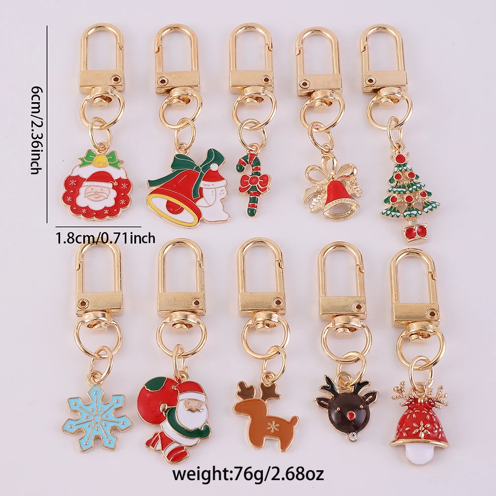 15Pcs (Mix) Random style Alloy Christmas Gifts keychain Ornament purse Bag Christmas Accessories for Christmas Party Gift