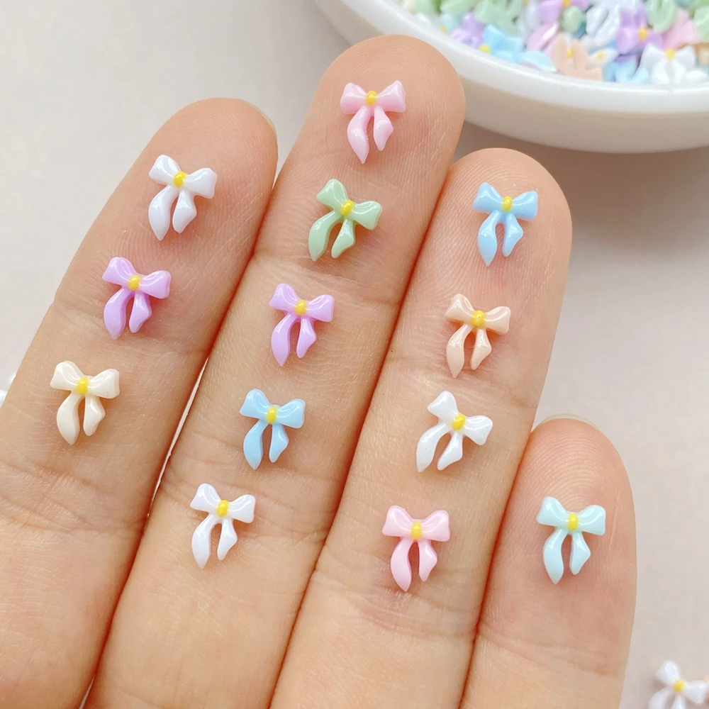 200Pcs Mixed Nail Art Resin Cartoon Colorful Bow Ribbon Series Charms Rhinestones DIY Craft For Nail 3D Decorations Jewelry