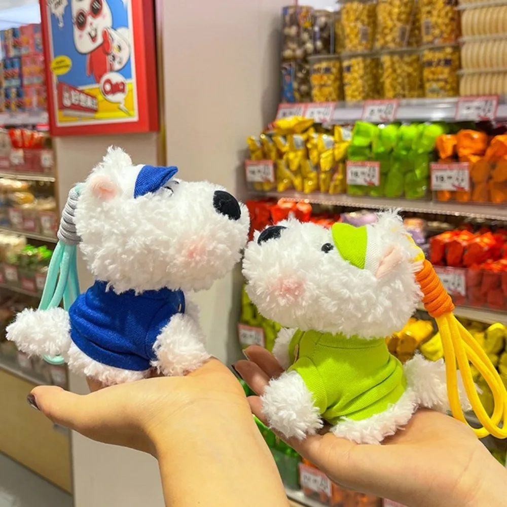Colgante de bolso de las Tierras Oeste de peluche, llavero de muñeco de cachorro de peluche antipérdida, decoración colgante de coche con animales de dibujos animados bonitos