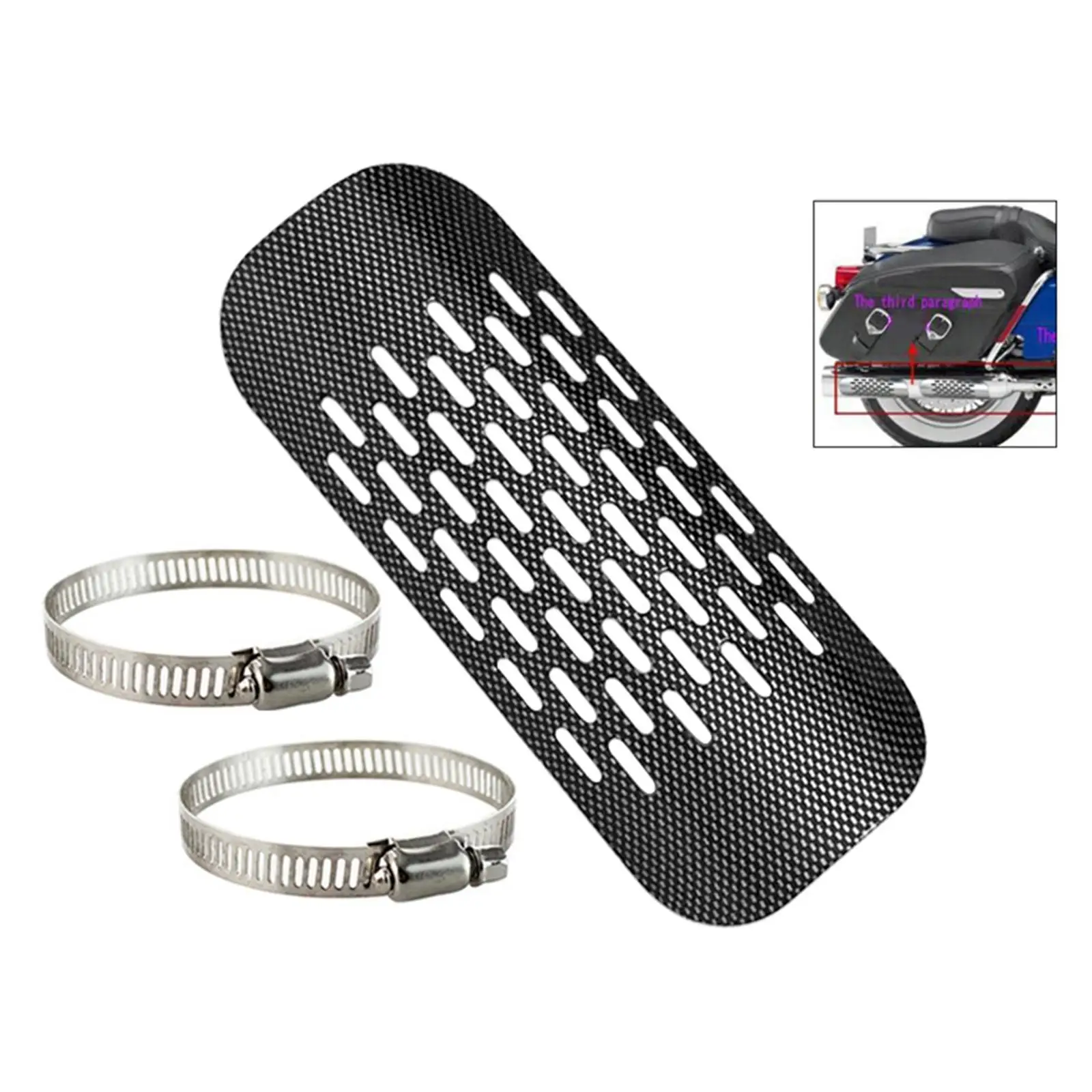 Carbon Motorcycle Exhaust Muffler Pipe Heat Cover Guard w/2 Clamps