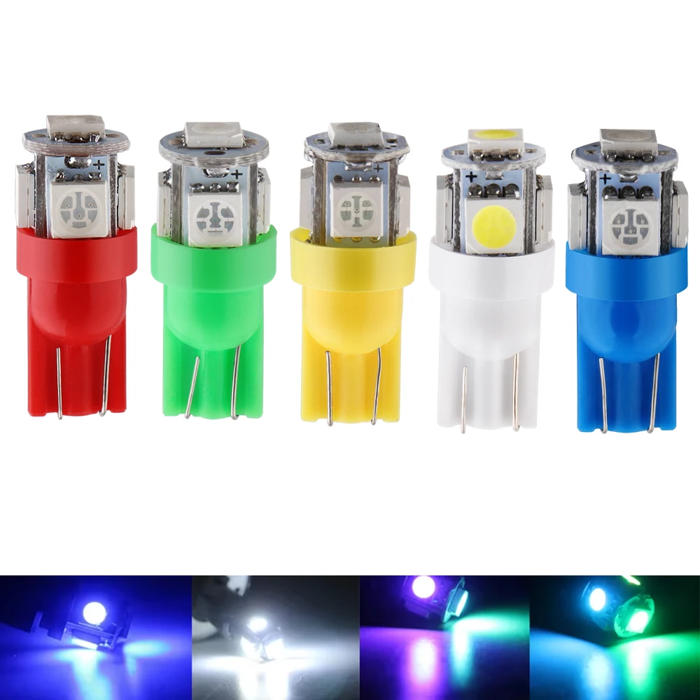 

10 шт. T10 W5W 158 192 192 194 168 5050 SMD 5 светодиодный автомобильный клиновой боковой фонарь внутренняя лампа для чтения купола освещение багажника номерного знака 12 В 24 В