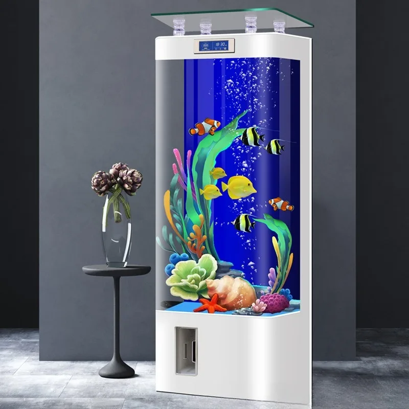Hot-bent tank integrated forming, vertical fish tank, wall-mounted aquarium, eco-glass water change required