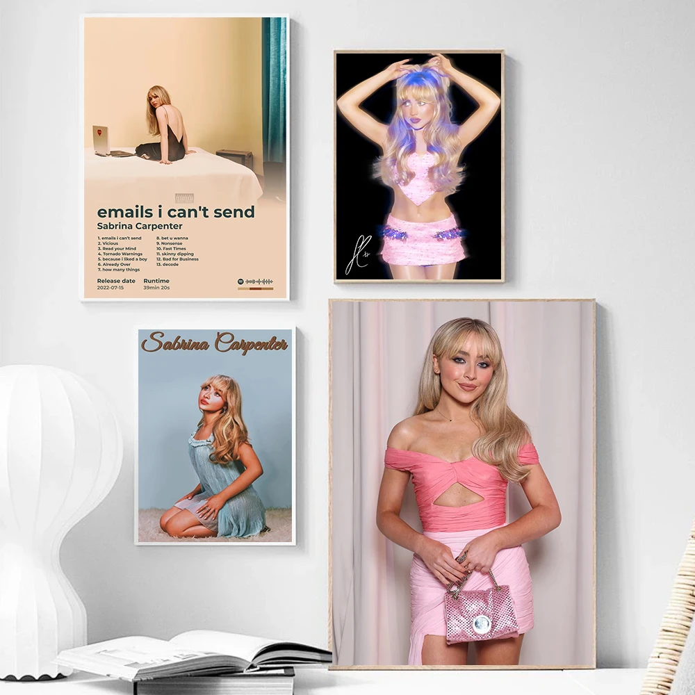 Popular Singer Sabrina Carpenter Signature Posters Album Music Modern Prints Canvas Wall Art Pictures Home Living Room Decor