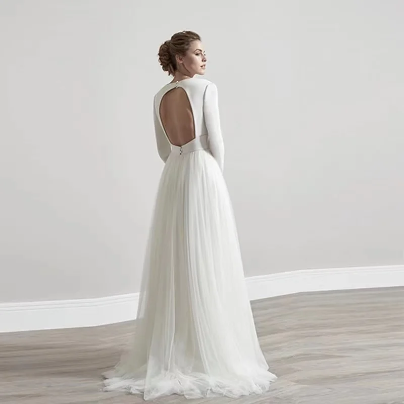 Robe de mariée élégante en Tulle, style Boho, col en v, ligne a, robe de plage, 2023