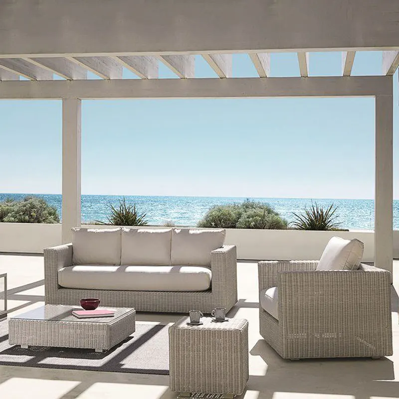

Customizable Sunscreen Waterproof Terrace Outdoor Sofa Balcony Garden Rattan Sofa Combination
