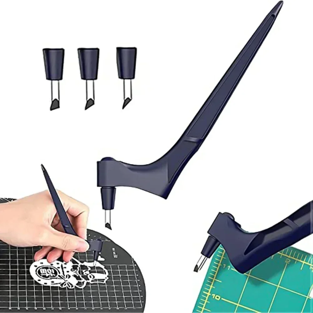 Nueva herramienta de corte DIY, cortador de hoja giratoria 360, cuchillo de papel con 3 cabezales, cuchillo de corte artesanal, herramienta de corte de papel de arte creativo