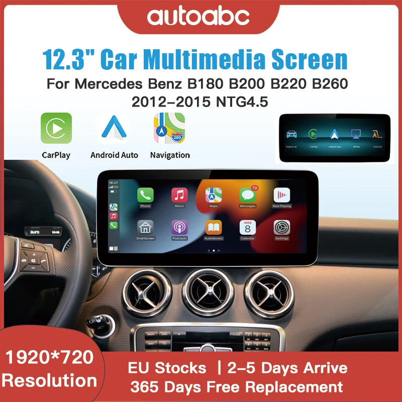 12.3 Car Radio For Mercedes Benz B Class B180 B200 B220 B260 W245 W246 CarPlay Android Auto Multimedia Player Touch Screen