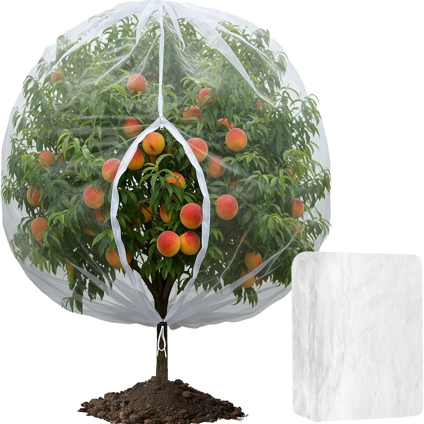 Large Fruit Tree Netting with Drawstring and Zipper, Garden Netting for Garden Protection, Insect Bird Netting for Fruit Trees,