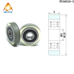 1pcs OD 18 mm PU Coated Rollers With 605 Bearing 5x18x5 mm PU60518-5 Polyurethane Forming Wheels 5*18*5 Rubber Covered Pulleys