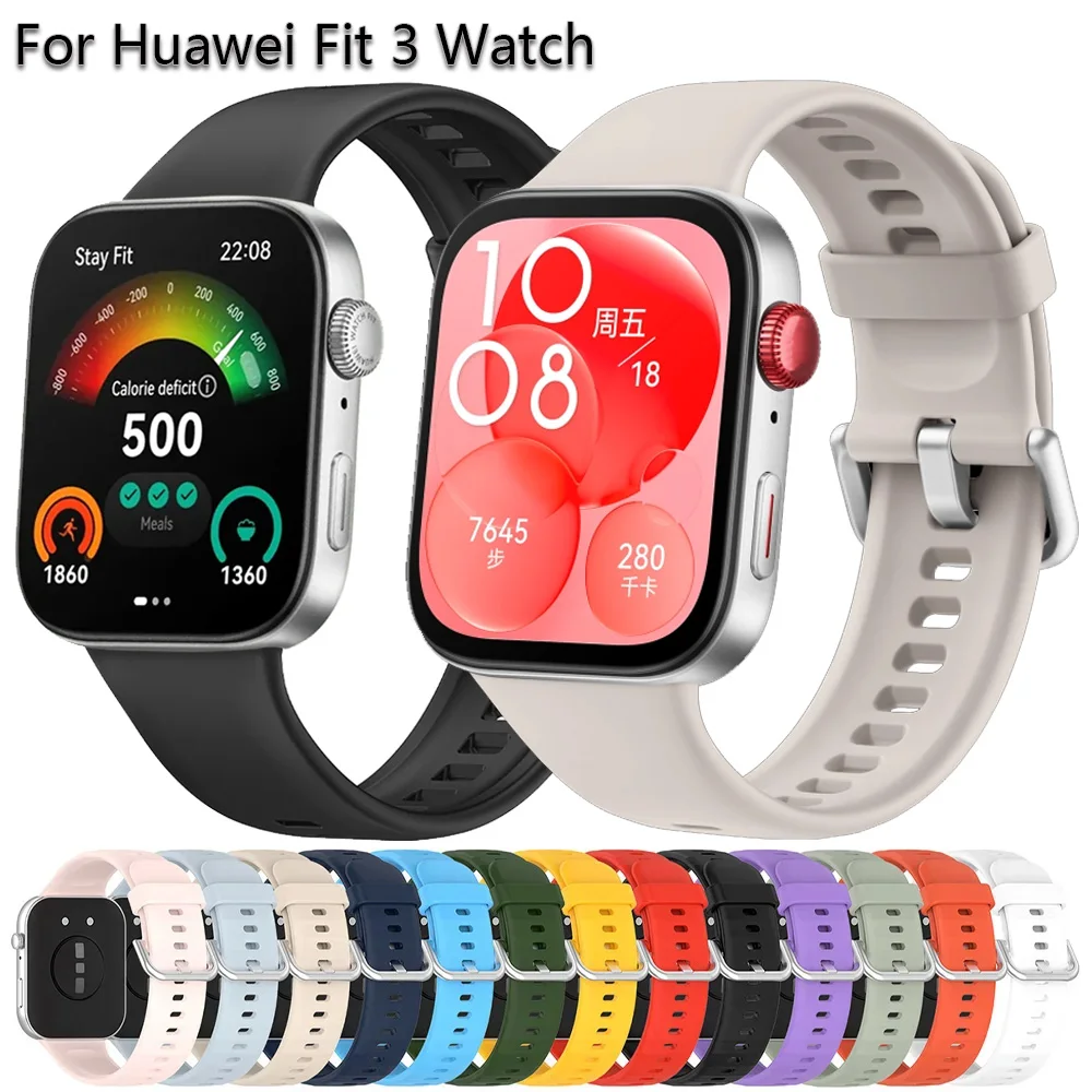 Bracelet en silicone d\'origine pour Huawei Watch Fit 3, remplacement du bracelet, bracelet de sport, bracelet pour Huawei Fit3, accessoires de