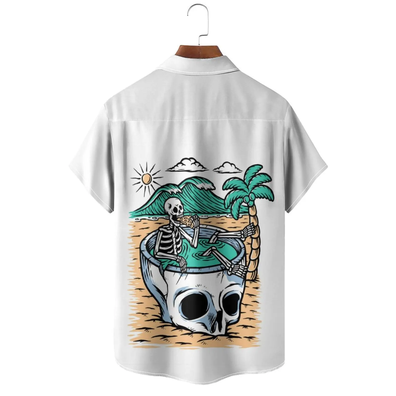 Summer Men's shirt Gothic Harajuku Biker Skull Graphic Printed shirt Punk Skulls Street Short Sleeve Oversized Men Clothes