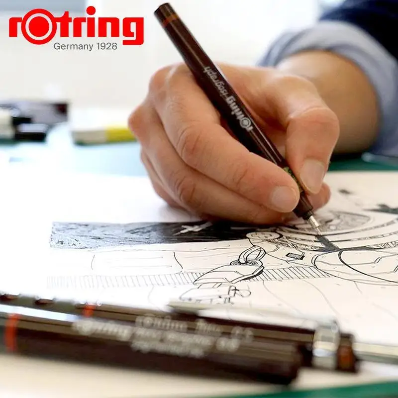 Немецкий изограф Rotring, инженерный рисунок, игольчатая ручка, тонкая точка, несколько наконечников, художественный маркер, наполняемые чернила, 1 шт.