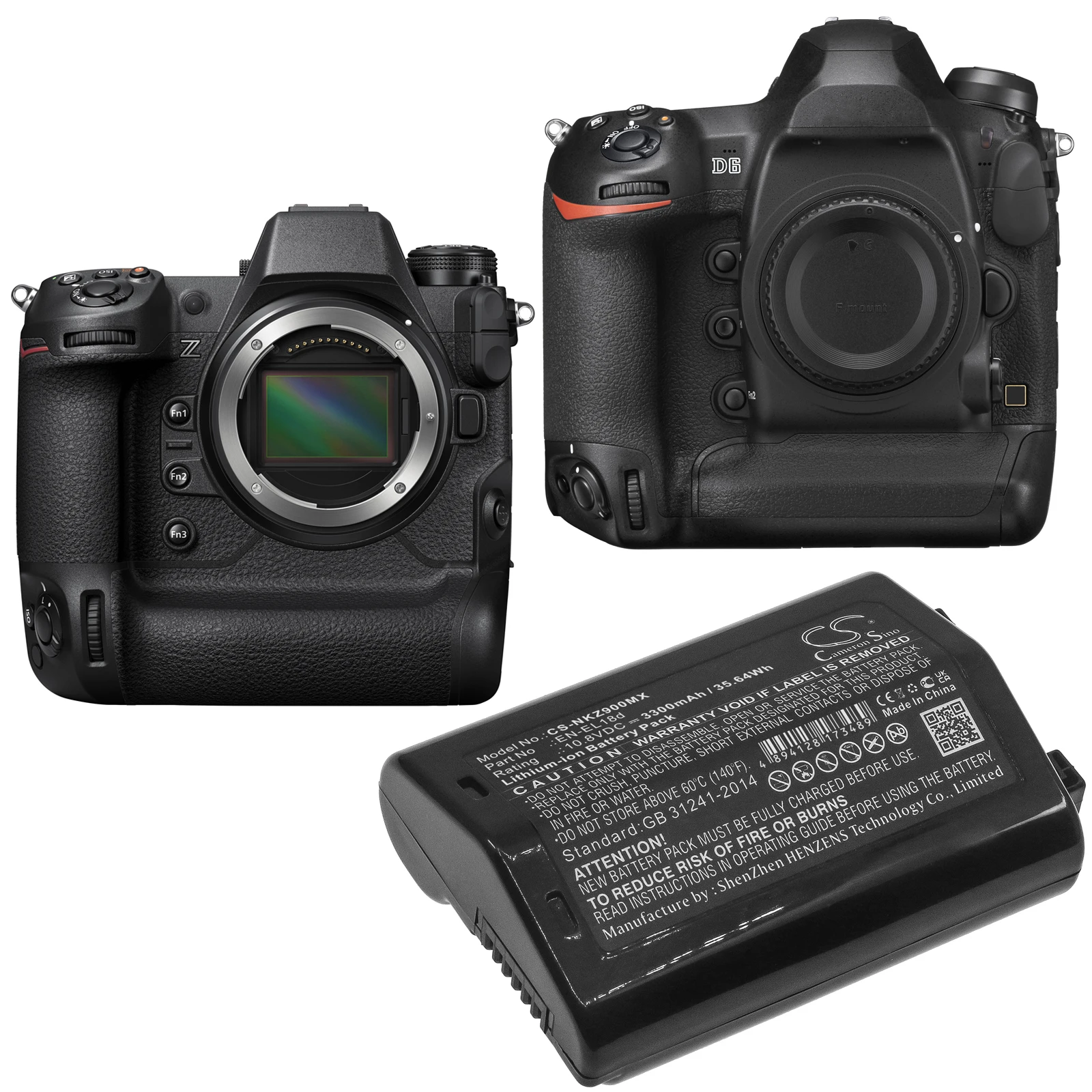 CameronSino Camera Battery EN-EL18d for NIKON D6,Z9 10.8V/2600mAh/3300mAh High Capacity