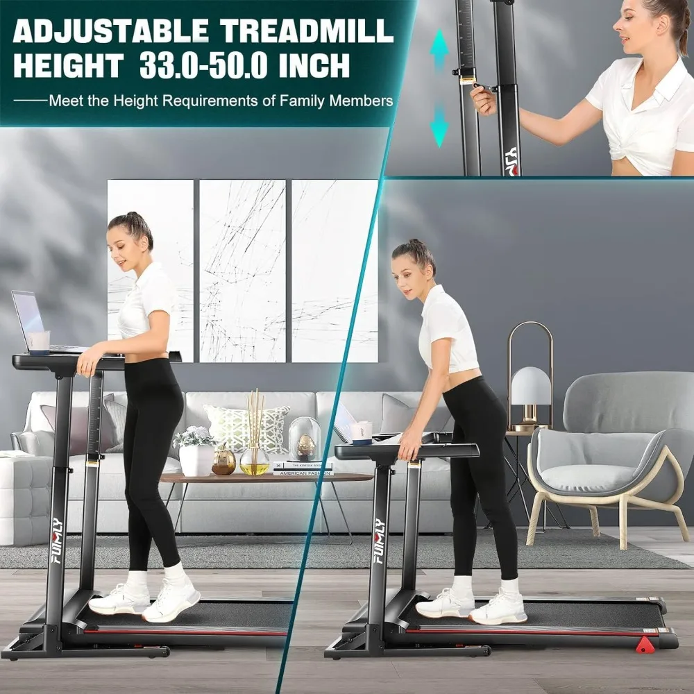 Treadmill with Desk Workstation , 300 LBS Weight Capacity, Folding Treadmill with Incline,Portable Walking Pad Treadmill