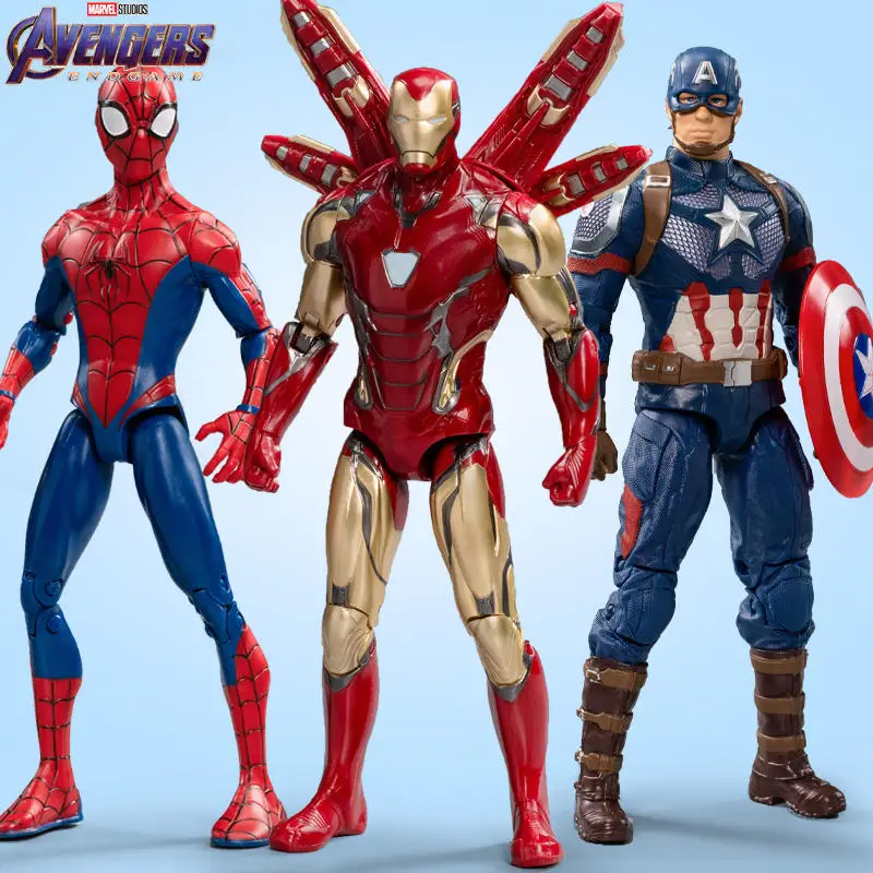 ZD Marvel Avengers Iron Man Spider Man Captain America 7inches Action Figure Genuine Authorized Collect Model Ornaments Boy Toys