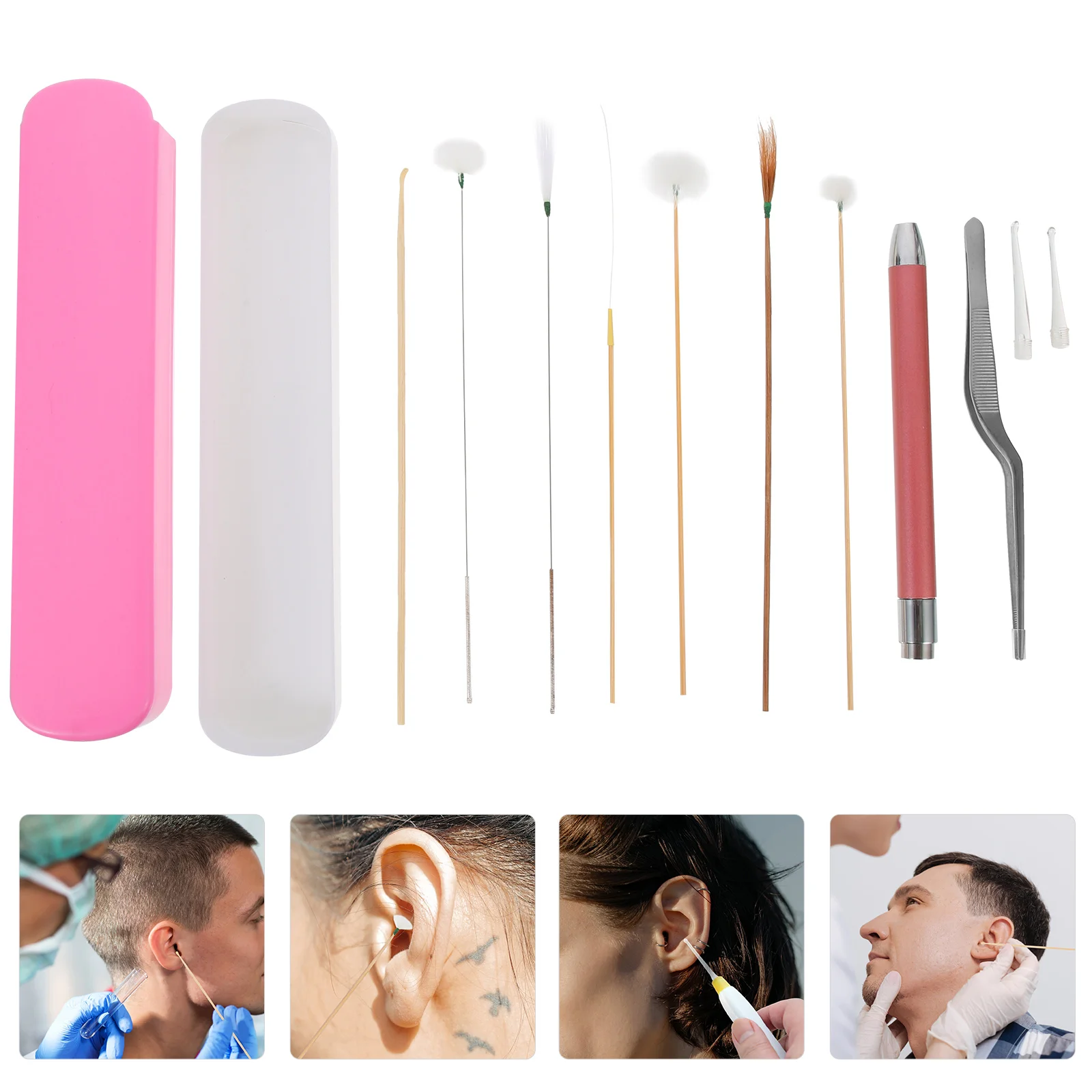 

9 Piece Ear Cleaning Kit Durable Tools R om Color Wooden Earwax Removal Massager Lightweight Easy to Carry Store for Daily