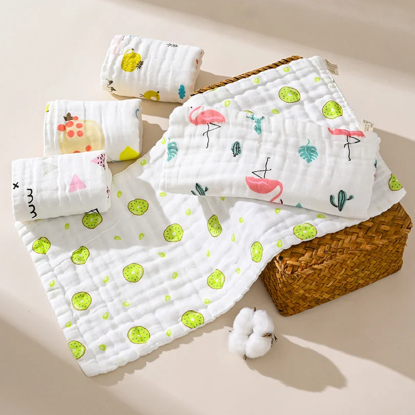 Gauze six-layer small towel pure cotton Class A baby gauze face towel burp towel seersucker bath towel saliva towel