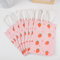 6pcs Fruit strawberry paper Tote Bag candy gift packaging bag girls Strawberry theme Birthday Party Decoration Baby shower