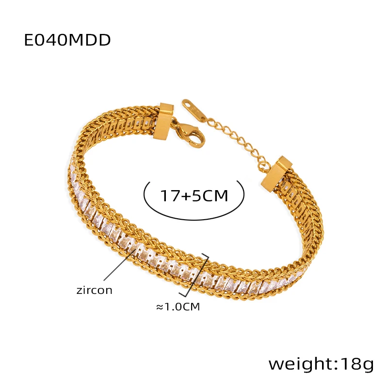 316L Stainless Steel Sparkling Zircon Chain Bracelet for Women Fashion Wrist Jewelry Accessories Girls Gifts