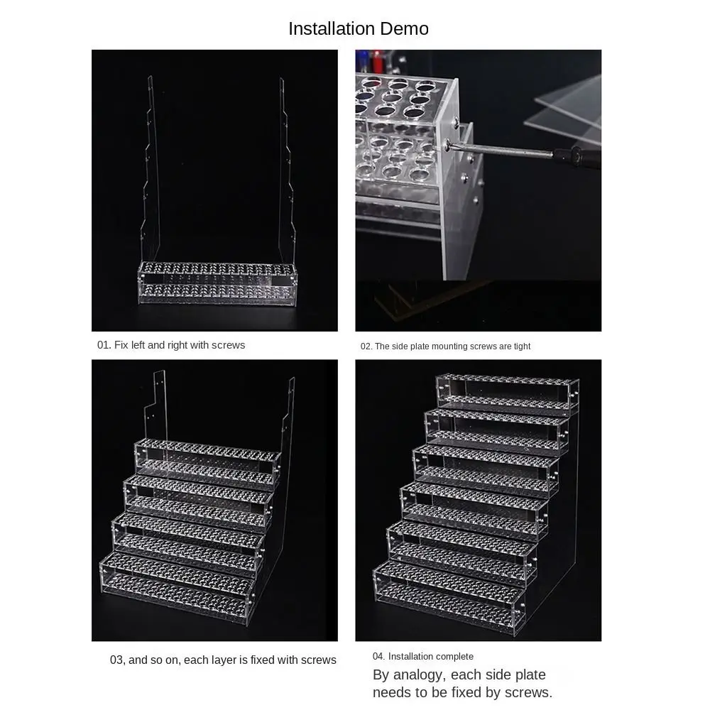 1/2/3/4 Layer Mark Pen Holder Transparent Ladder Type Makeup Brush Holder Durable Space-Saving Stationery Display Shelf