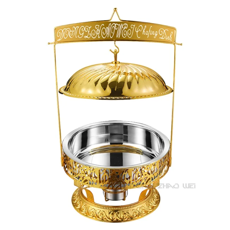 

Cross-border export gold hanging cover buffet stove, wedding hotel banquet buffet stove, food insulation stove all gold